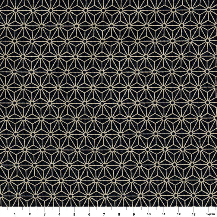 Japanese Fabric - Creamy White Stars Midnight Blue Background - T076