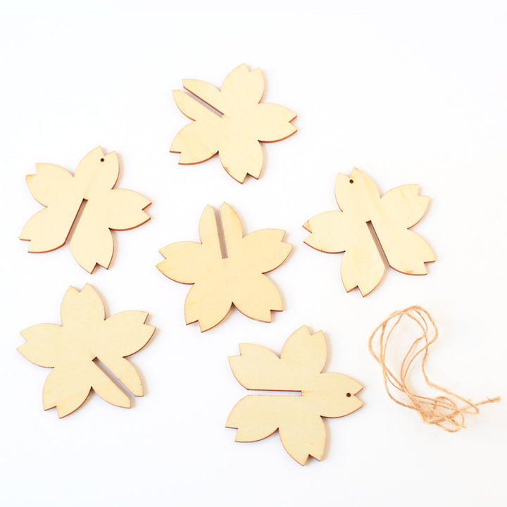 Set of 3 3D wooden cherry blossoms