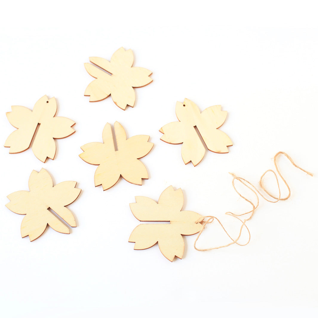 Set of 3 3D wooden cherry blossoms