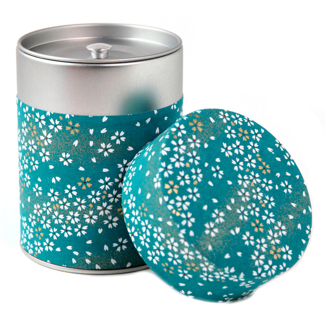 Cylinder Tea Box - Flowers in the Wind - Duck Blue - M668 