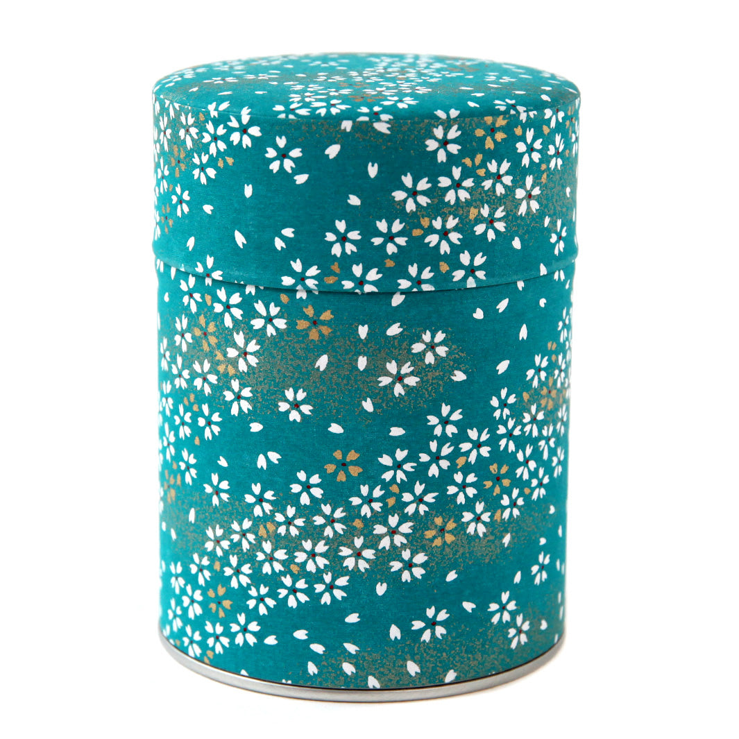 Cylinder Tea Box - Flowers in the Wind - Duck Blue - M668 