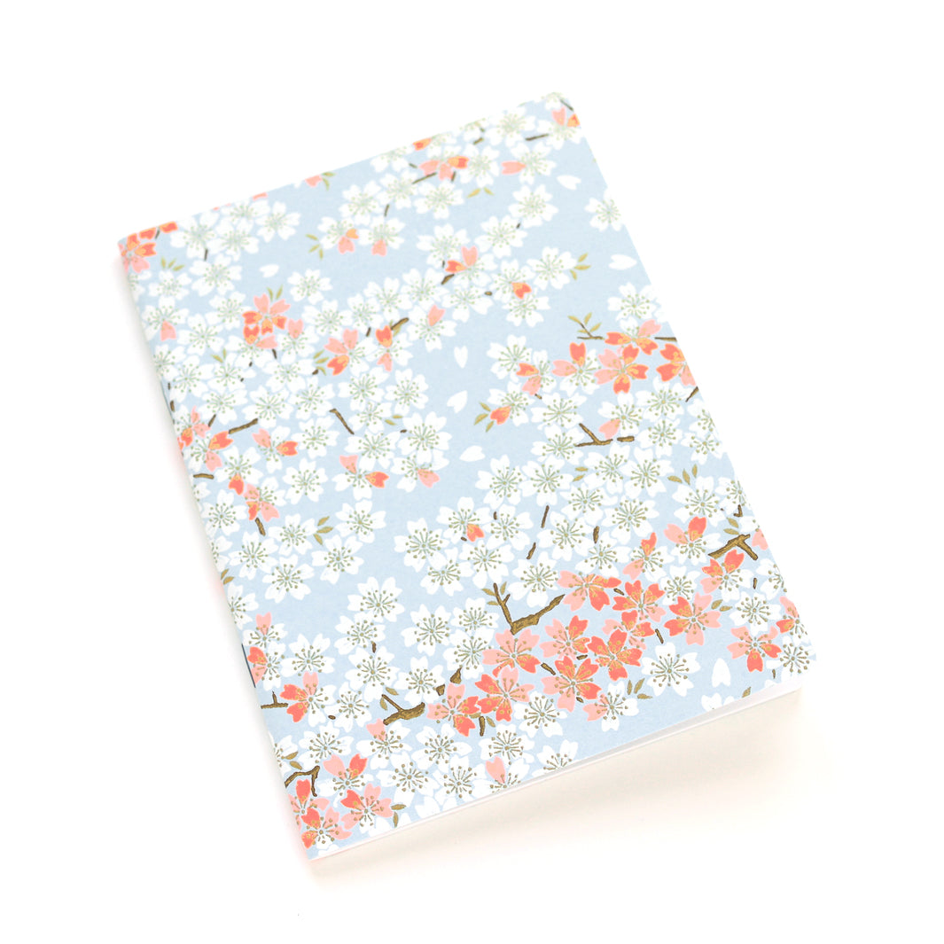 Carnet Papier Japonais - Fleurs de Cerisier - Bleu Ciel et Rose - M655