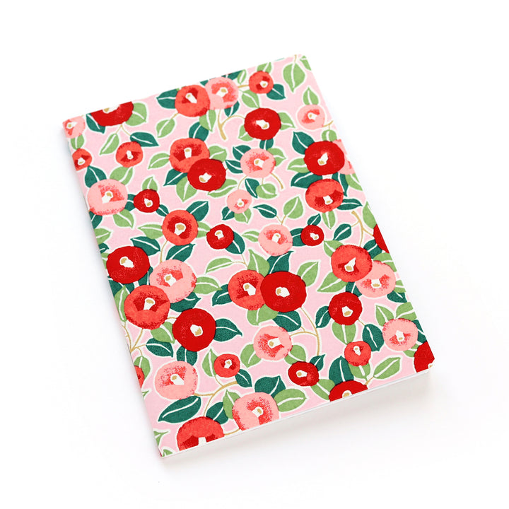 Japanese Paper Notebook - Camellias - Red, Pink and Green - M722