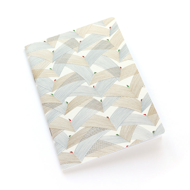 Japanese Paper Notebook - Pine Thorns - Gold, Silver and Off-White - M913