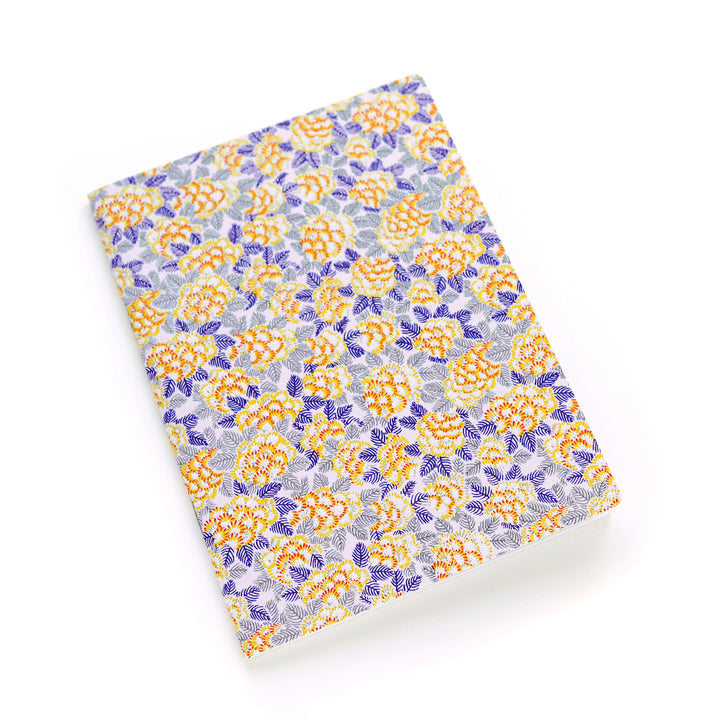 Carnet Papier Japonais - Chrysanthème Ajania - Jaune et Violet - M920