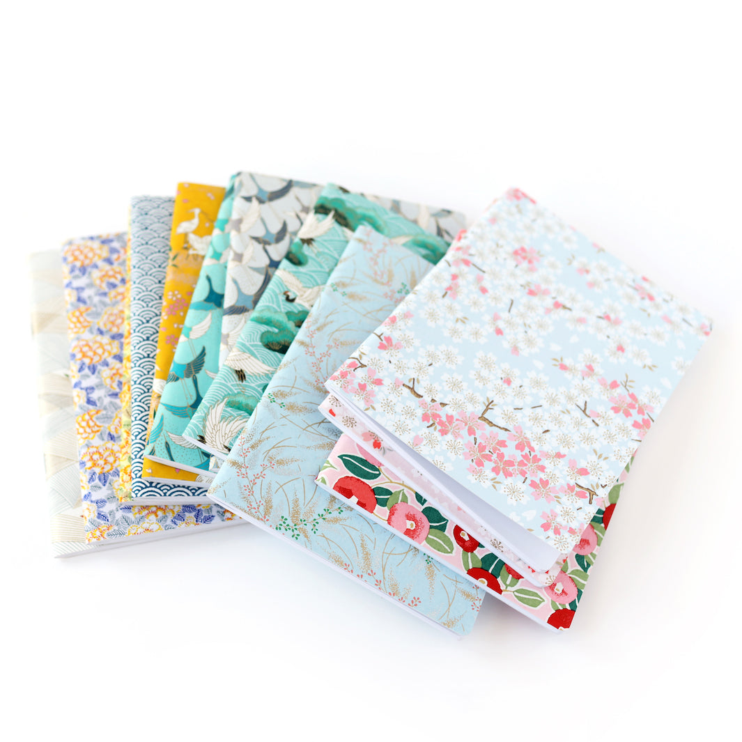 Carnet Papier Japonais - Fleurs de Cerisier - Bleu Ciel et Rose - M655