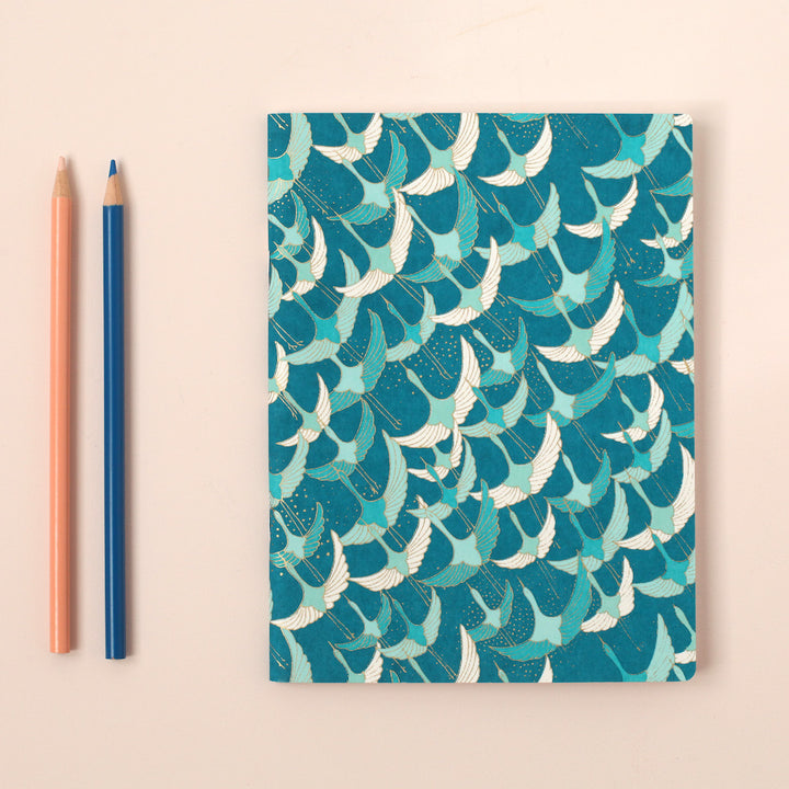 Japanese Paper Notebook - Soaring Crane - Duck Blue - M826