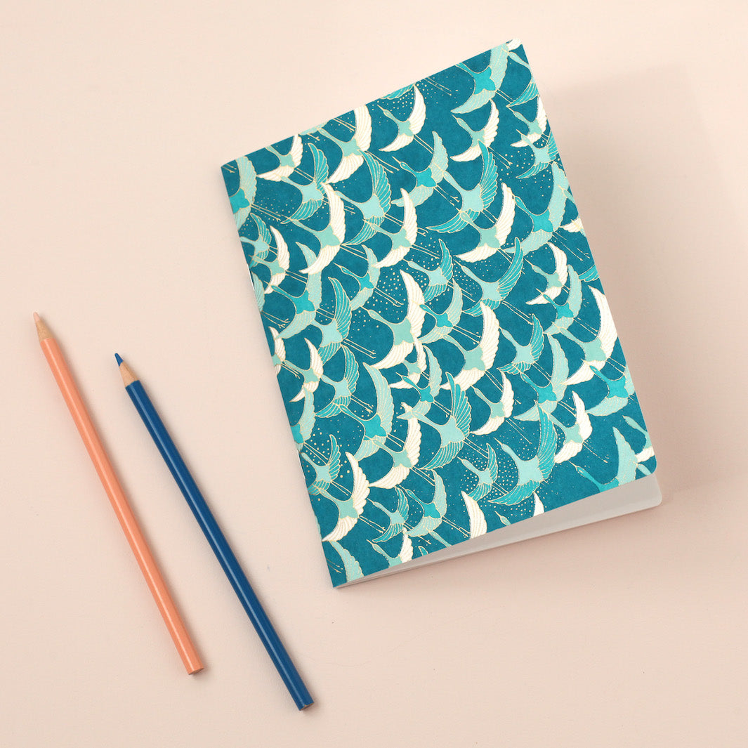 Japanese Paper Notebook - Soaring Crane - Duck Blue - M826