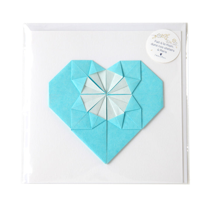 Card - Origami Heart - Plain, Sky Blue - U543