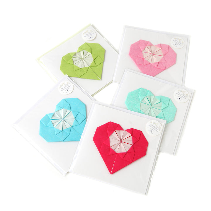 Card - Origami Heart - Plain, Acid Green - U594