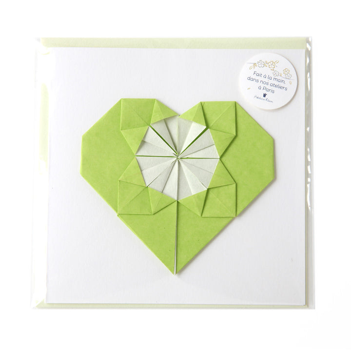 Card - Origami Heart - Plain, Acid Green - U594