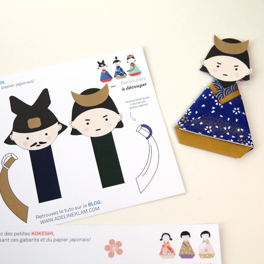 Cartes Silhouettes à Découper - Kokeshi et Samouraï