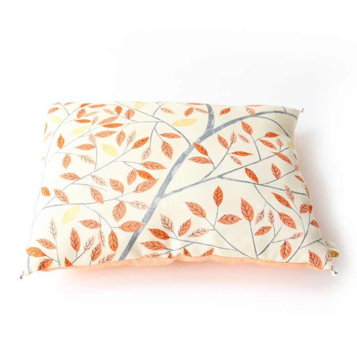 Japanese Fabric Cushion - Autumn Leaves and Scales - Yellow, Orange and Gray