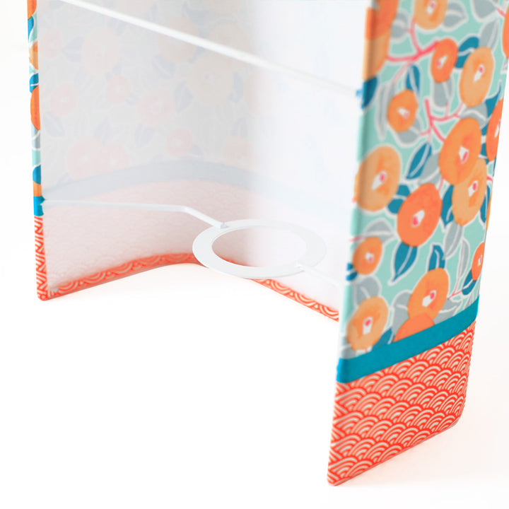 Applique murale japonaise 3 bandes - Camélias Orange et Turquoise, Vagues Orange - M807 et M476