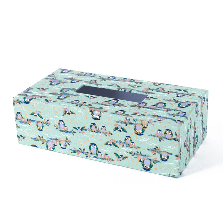 Tissue box - Owls - Water green - M665