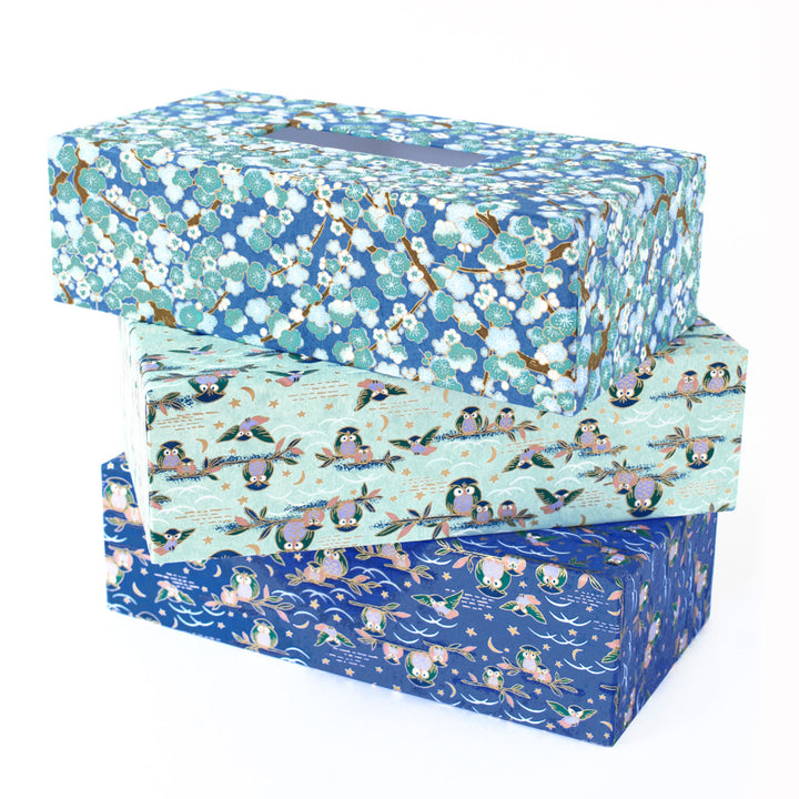 Tissue box - Owls - Water green - M665