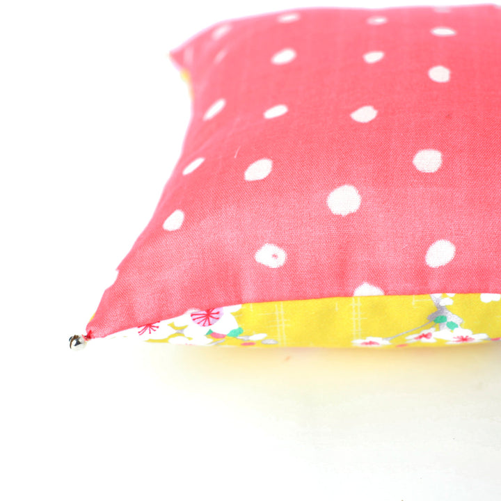 Japanese fabric cushion - Cherry Blossoms and Polka Dots