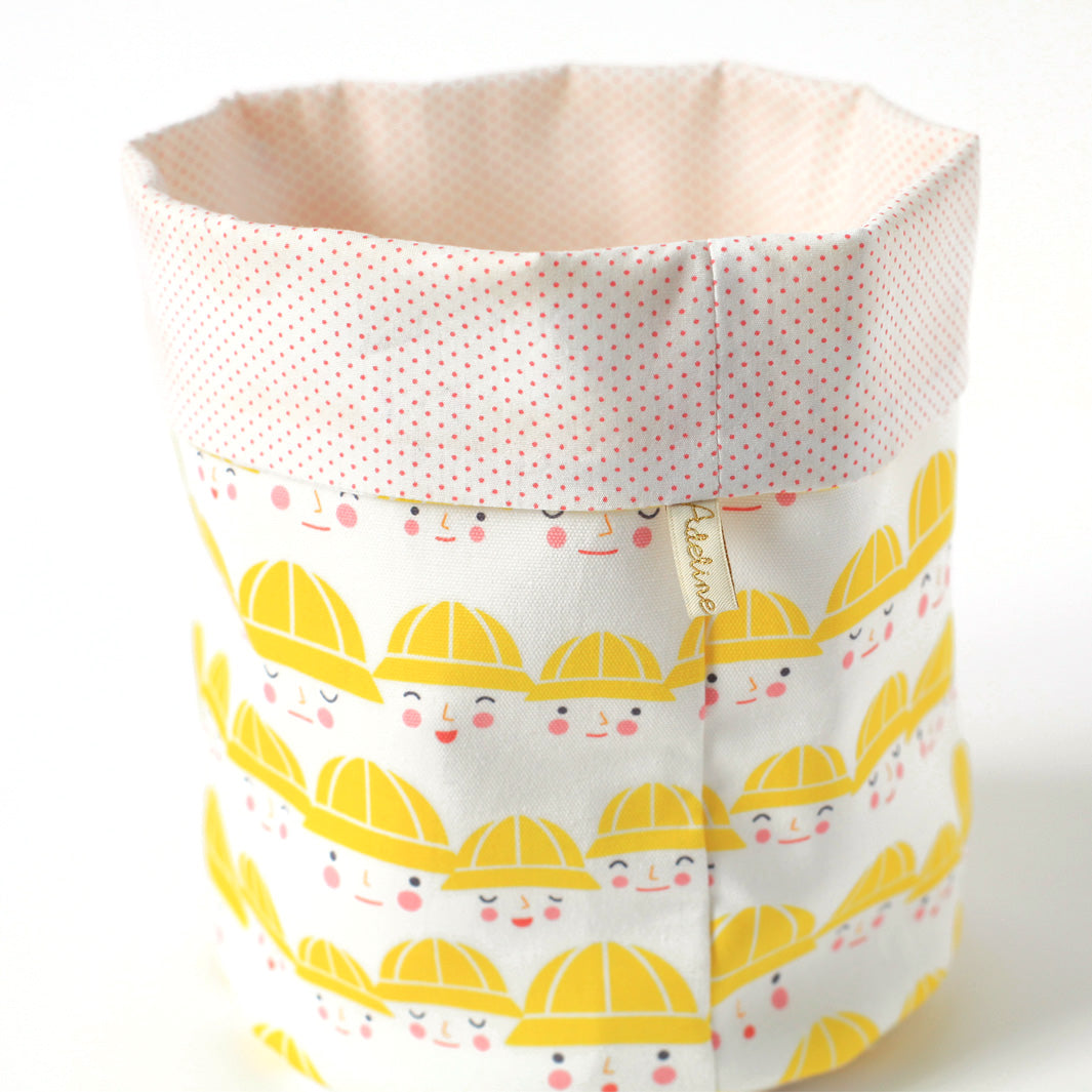 Japanese fabric basket - Little Schoolchildren and Little Peas