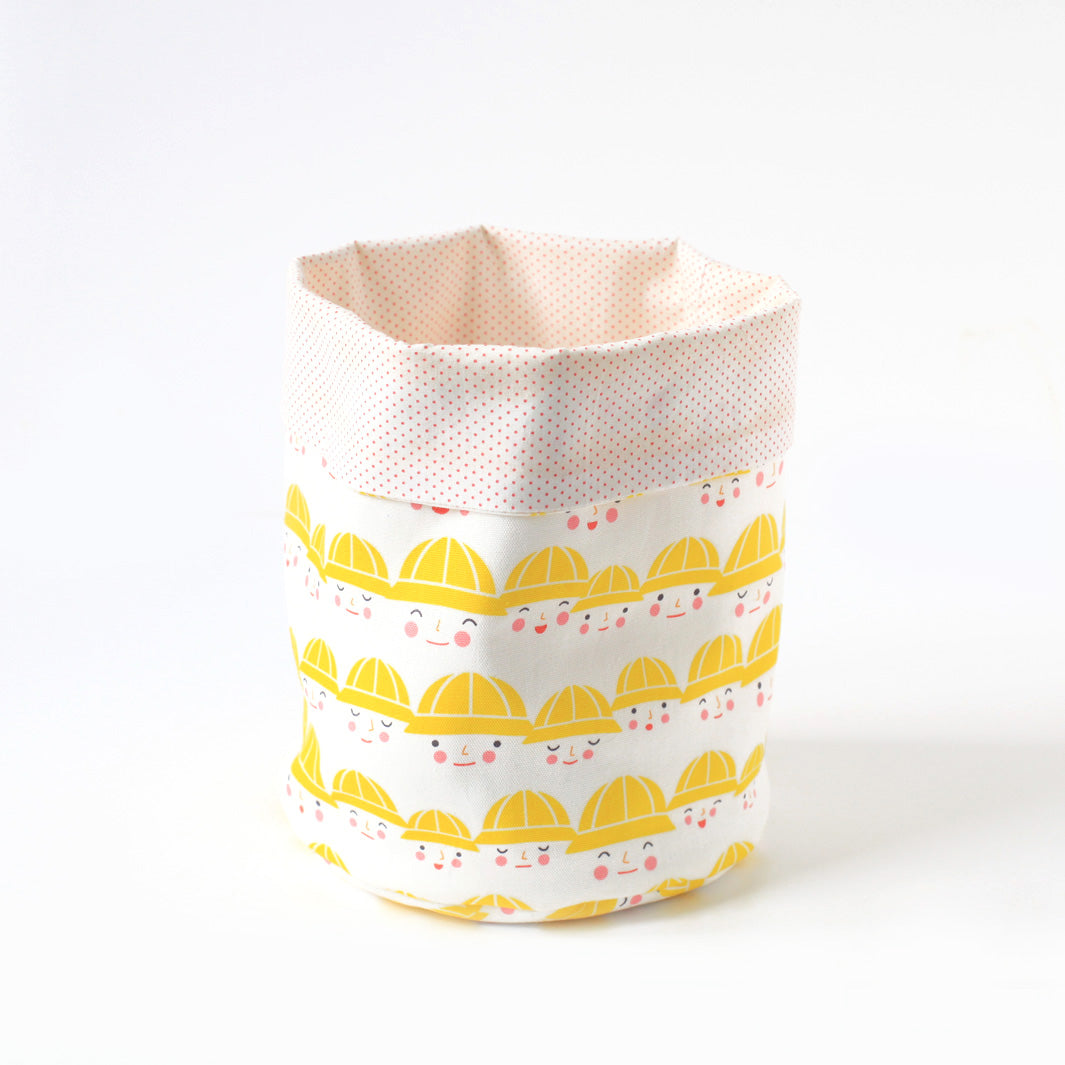 Japanese fabric basket - Little Schoolchildren and Little Peas