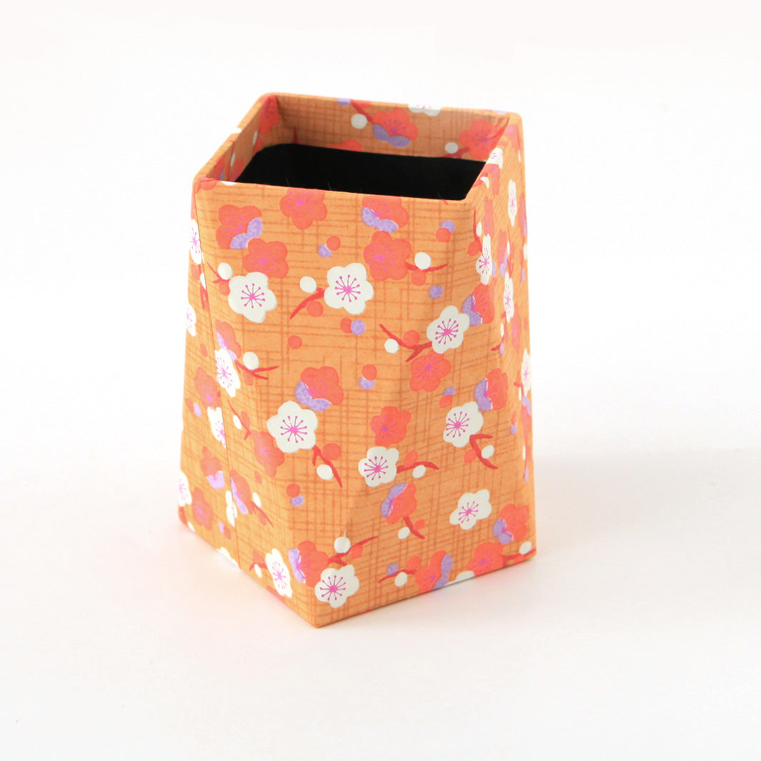 Prism pencil pot - Caramel and Coral - M789