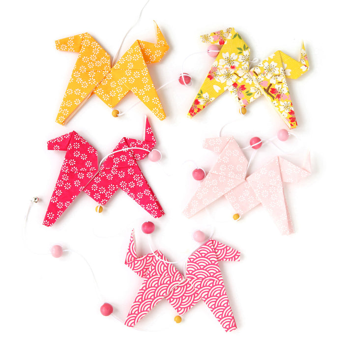 Origami Horse Garland - Yellow, Orange and Pink - CH1