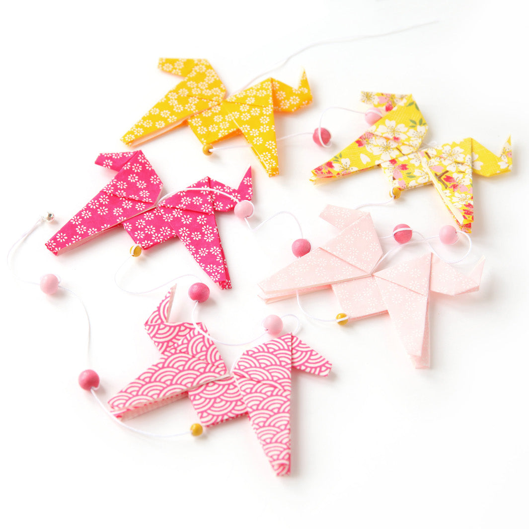 Origami Horse Garland - Yellow, Orange and Pink - CH1