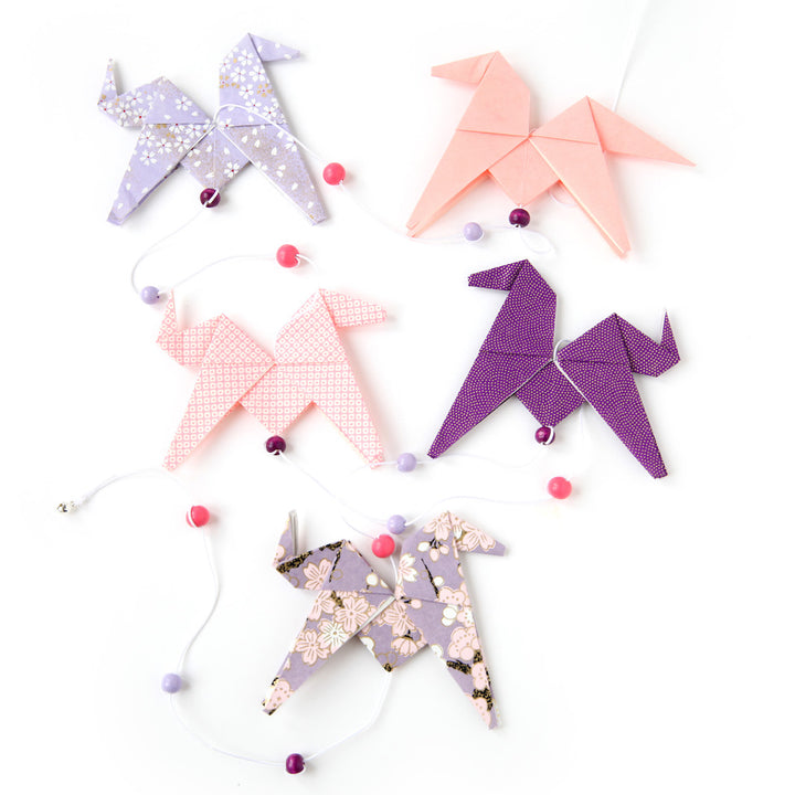 Guirlande de Chevaux en Origami - Rose et Violet - CH5