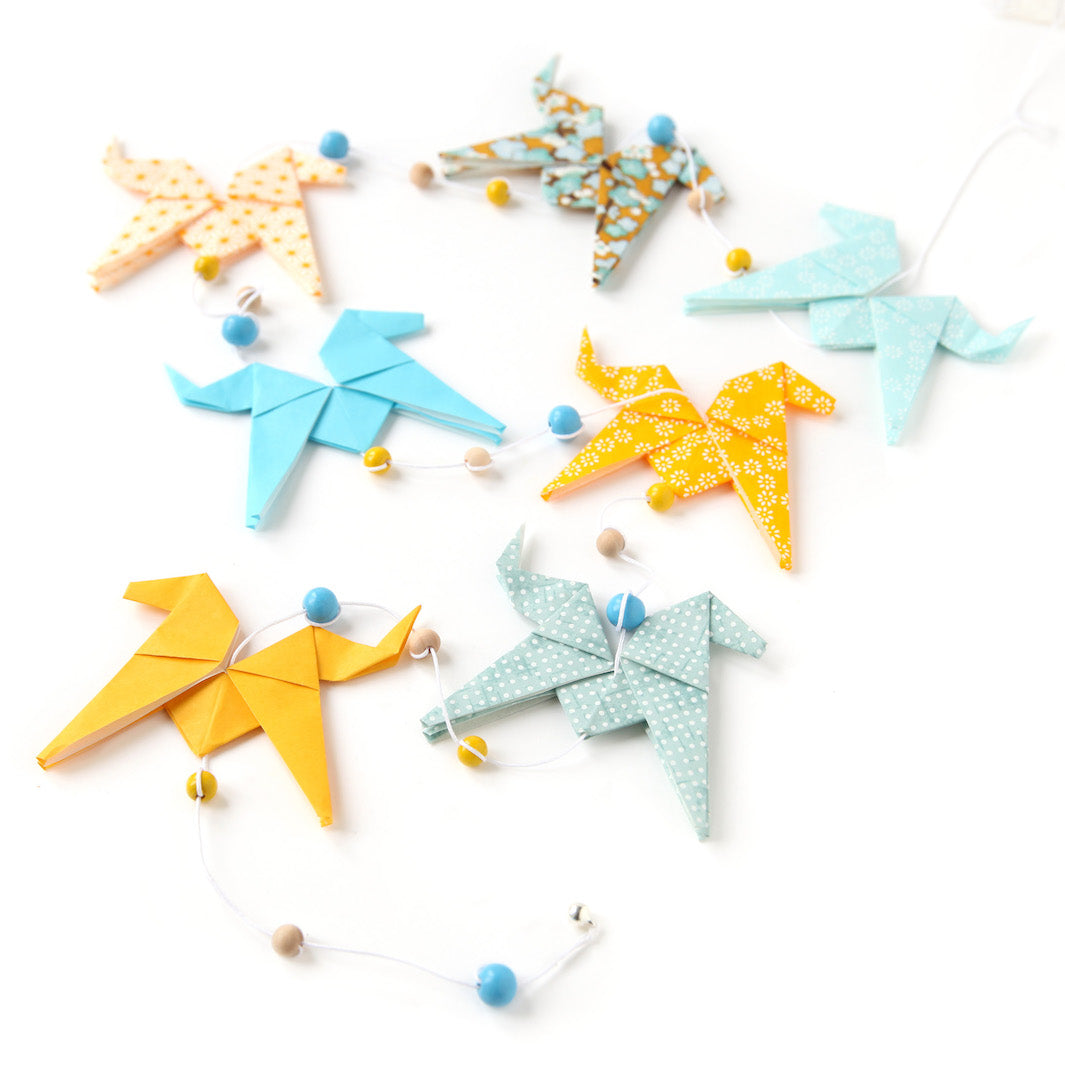 Origami Horse Garland - Yellow, Blue and Ocher - CH8