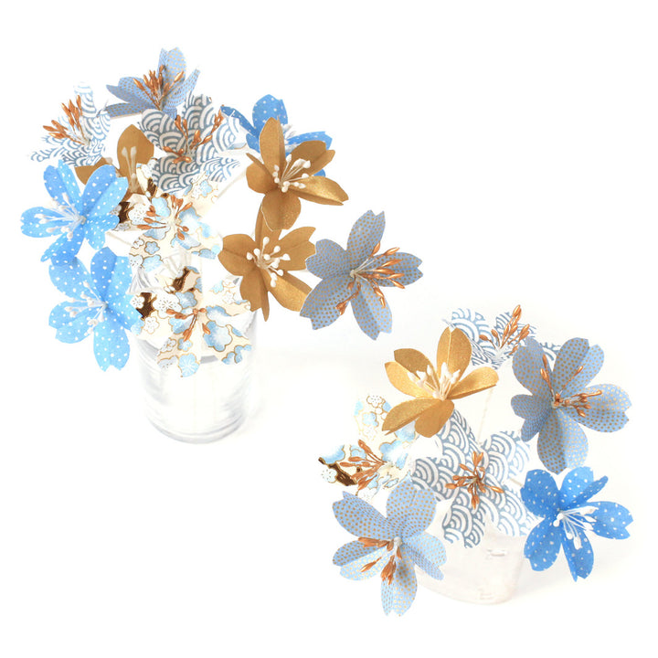 Cherry Blossom Bouquet Kit - Blue, Gray and Gold - Snow Blue