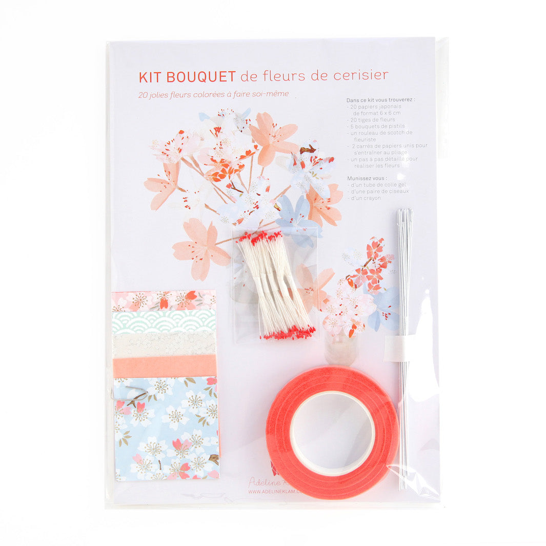 Kit Bouquet de Fleurs de Cerisier - Rose Pâle, Bleu Ciel et Blanc Cassé - Douceur