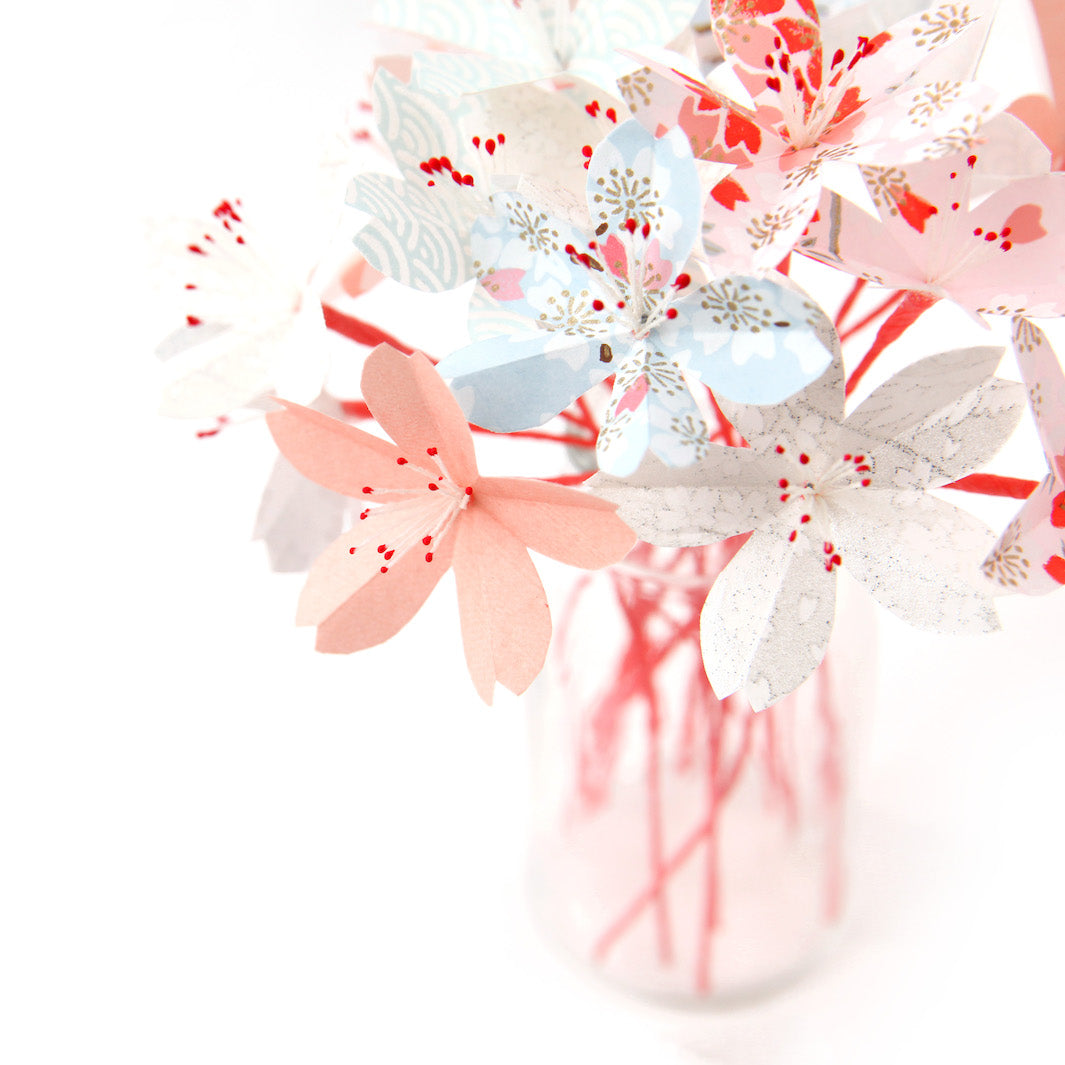 Cherry Blossom Bouquet Kit - Pale Pink, Sky Blue and Off-White - Softness