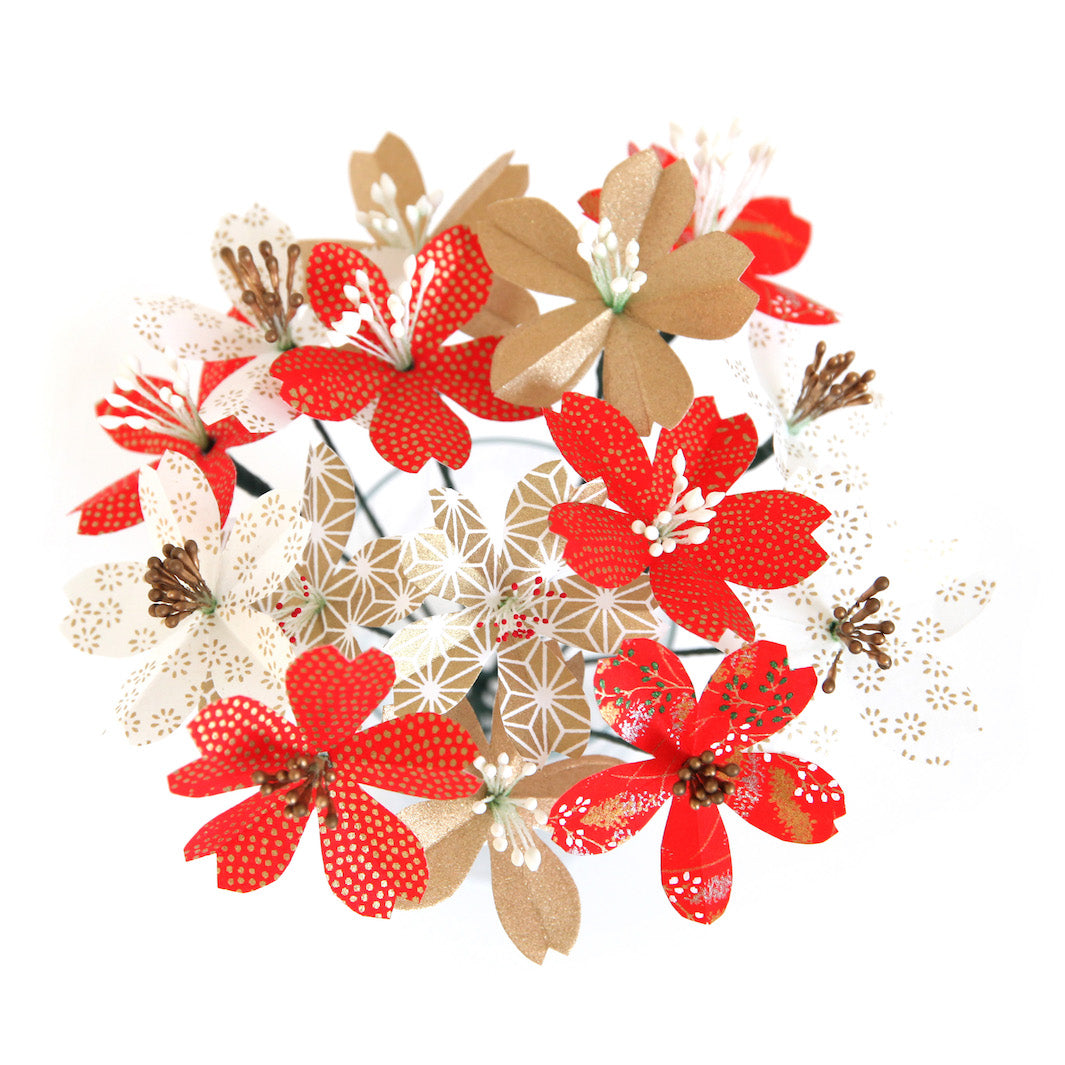 Cherry Blossom Bouquet Kit - Red, Gold and Off-White