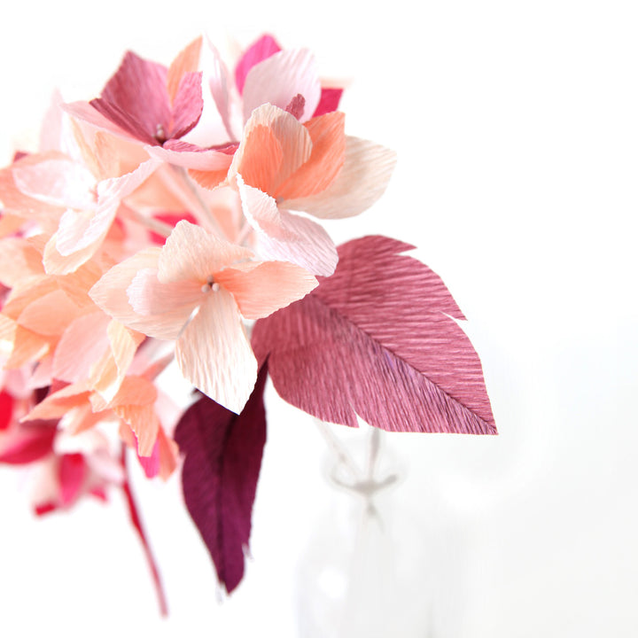 Hydrangea Bouquet Kit in Crepon - Light Pink and Fuschia, Red and Bordeaux - Garnet