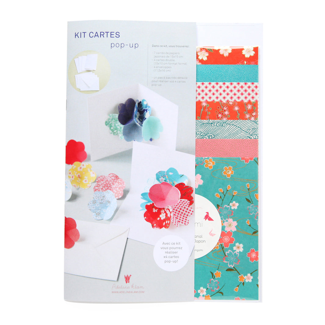 Pop-Up Card Kit - Turquoise Blue, Orange Red, Pink - Miyakojima - T3