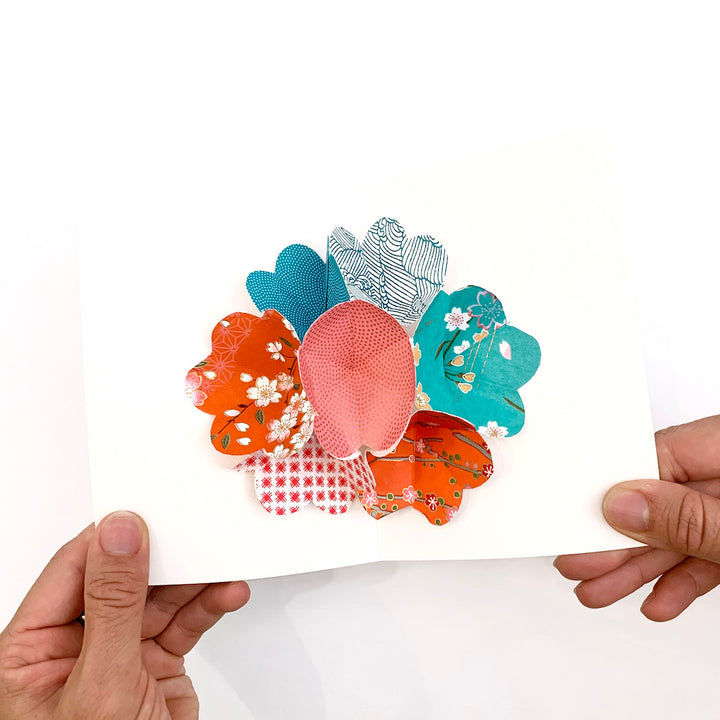 Pop-Up Card Kit - Turquoise Blue, Orange Red, Pink - Miyakojima - T3