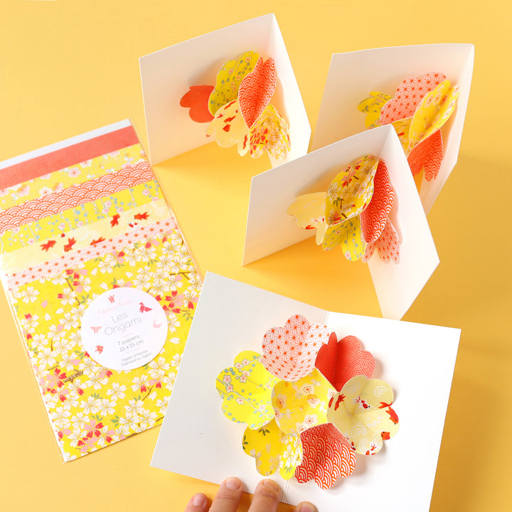 Kit Cartes Pop-Up - Jaune, Orange et Rouge - Orangerie - A5