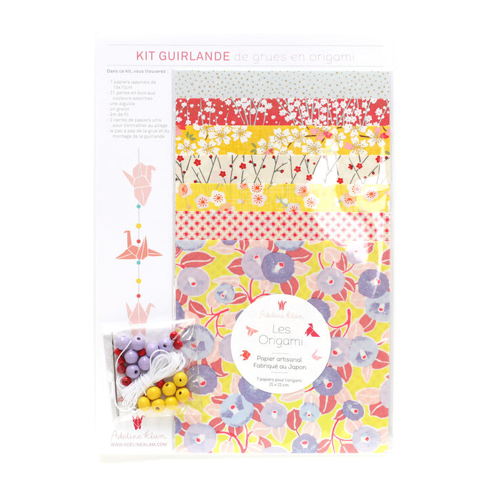 Kit Guirlande de Grues en origami - Jaune, Rouge et Violet - Canari - A3