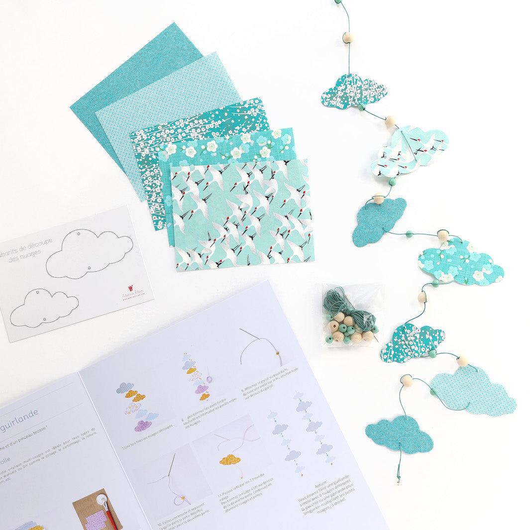 Kit Guirlande de Nuages - Bleu Turquoise, Vert d'Eau et Blanc - Canopée