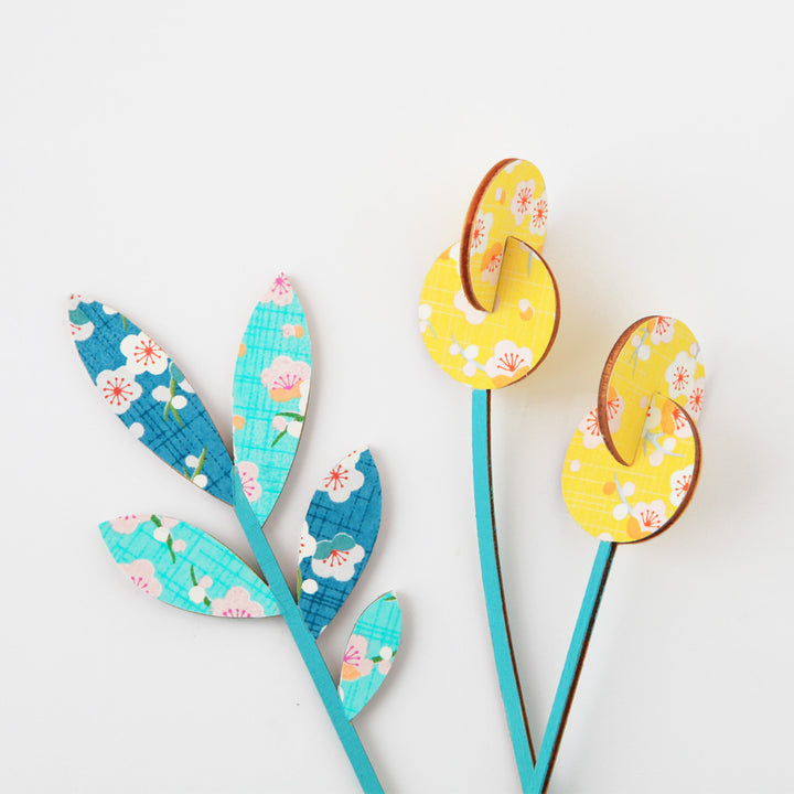 Set de 3 branches de tulipes 3D en bois