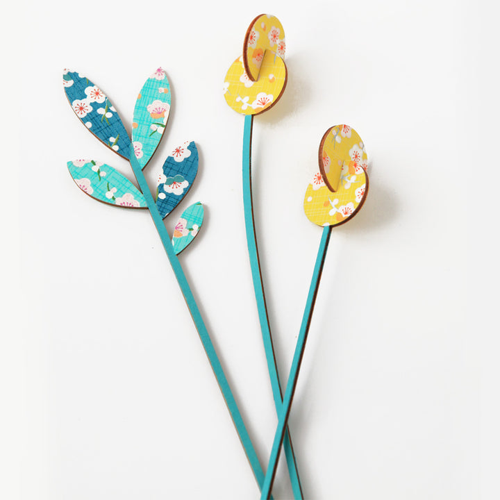 Set de 3 branches de tulipes 3D en bois