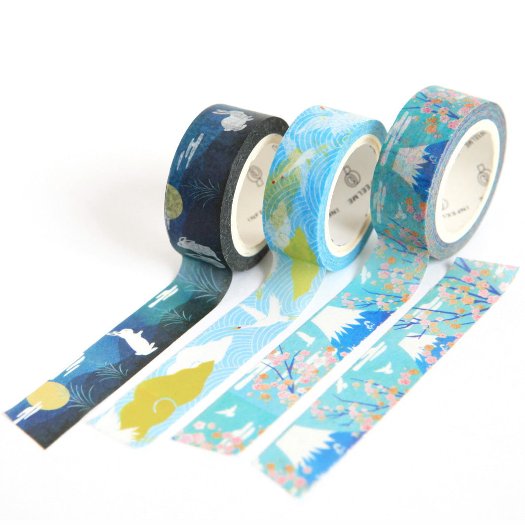 Decorative adhesive tape - White rabbits, Night