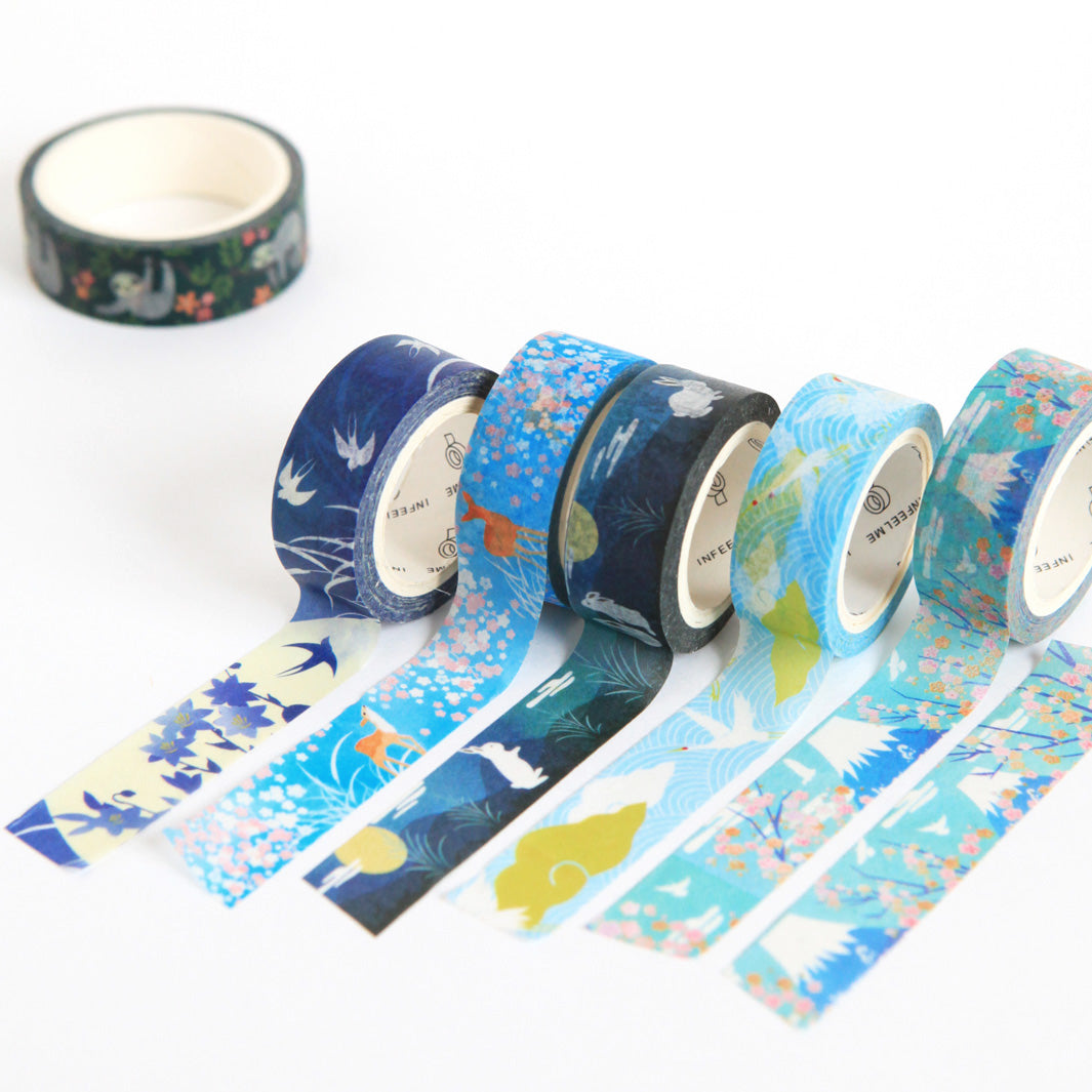 Decorative adhesive tape - White rabbits, Night