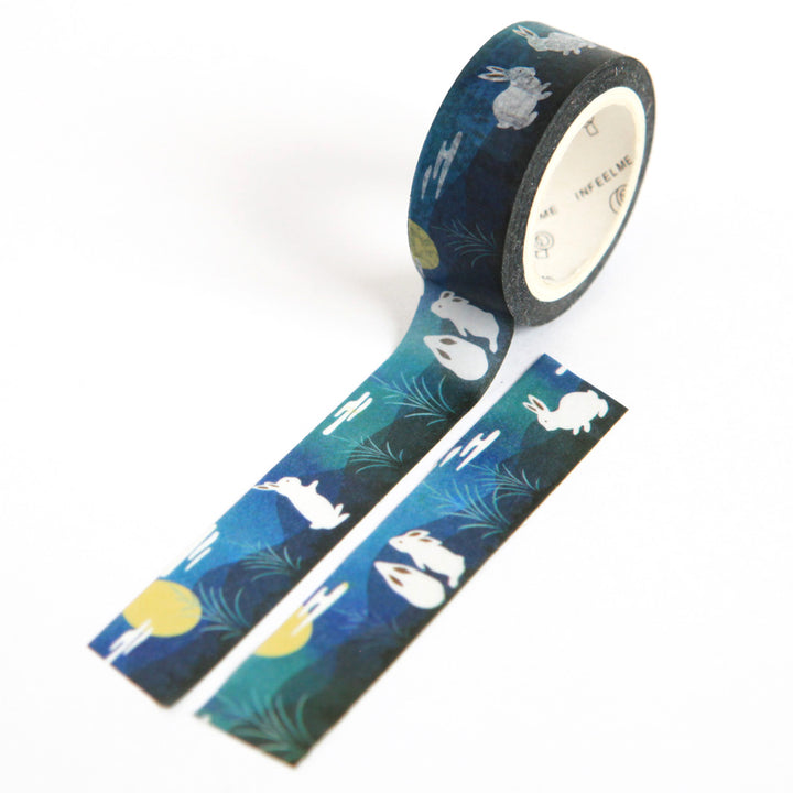 Decorative adhesive tape - White rabbits, Night