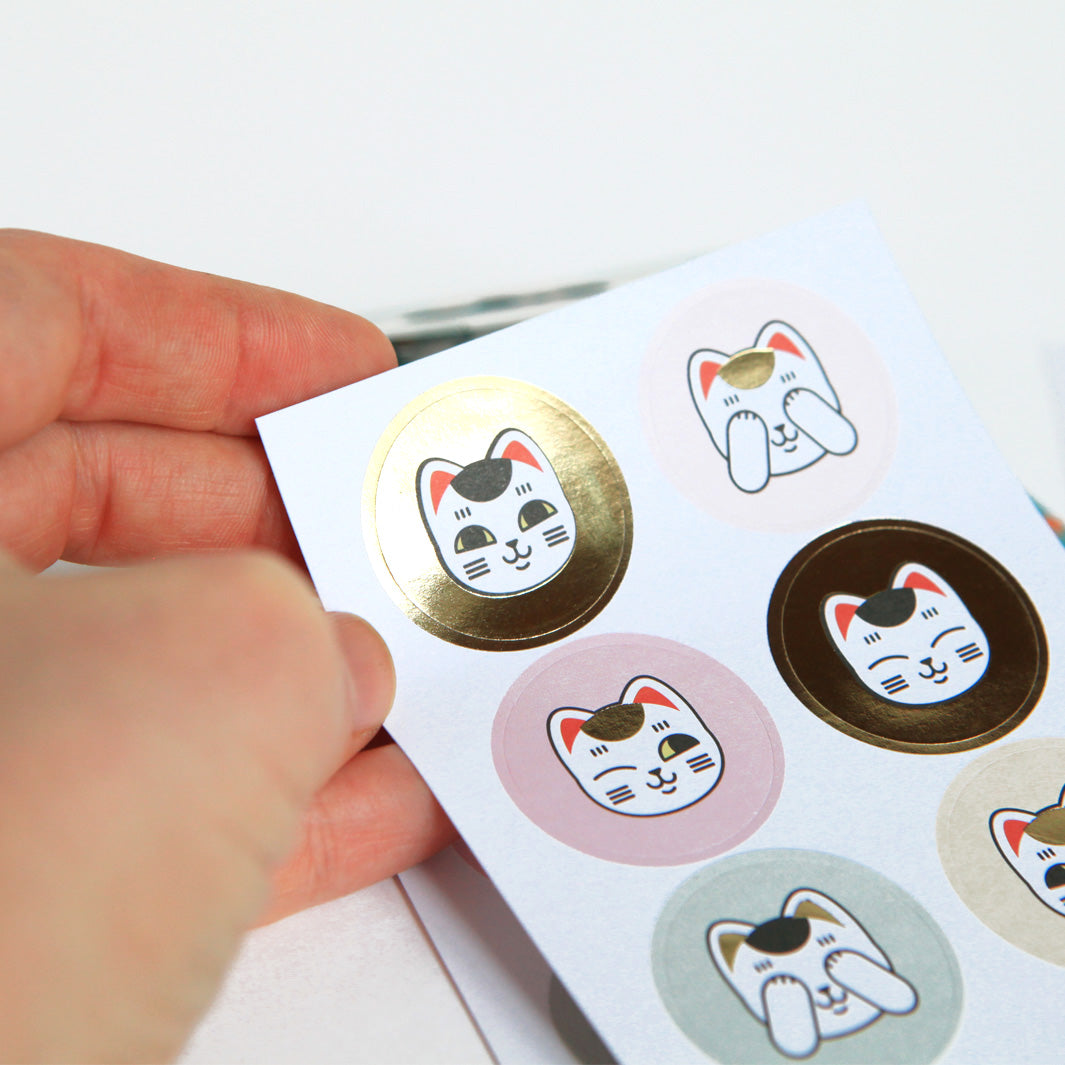 4 Planches de 32 stickers chat - Maneki Neko