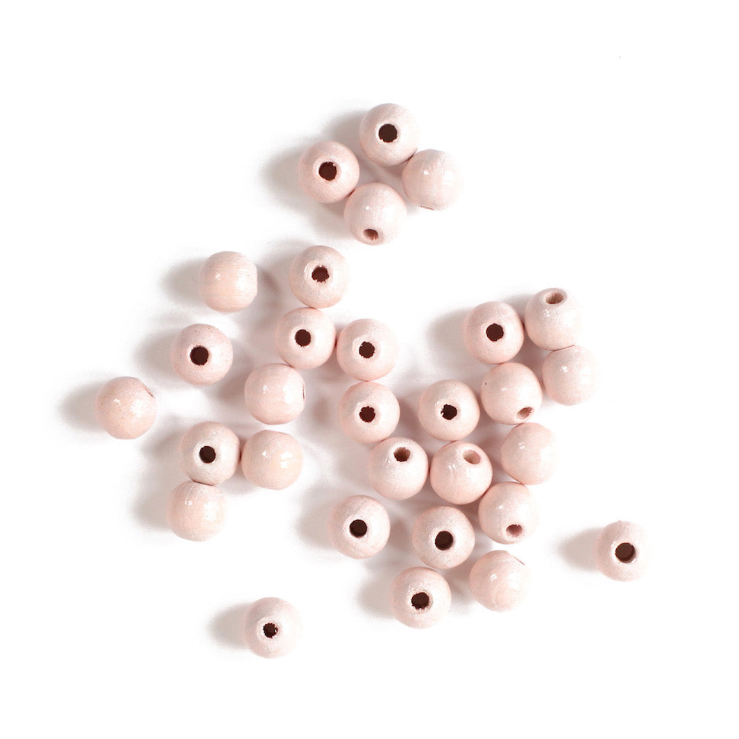 Lot de 30 perles en bois - Rose Pâle - 8mm