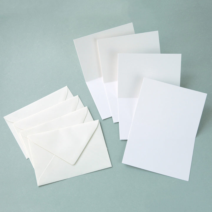 Set of 4 Cards and Envelopes - Blank and White