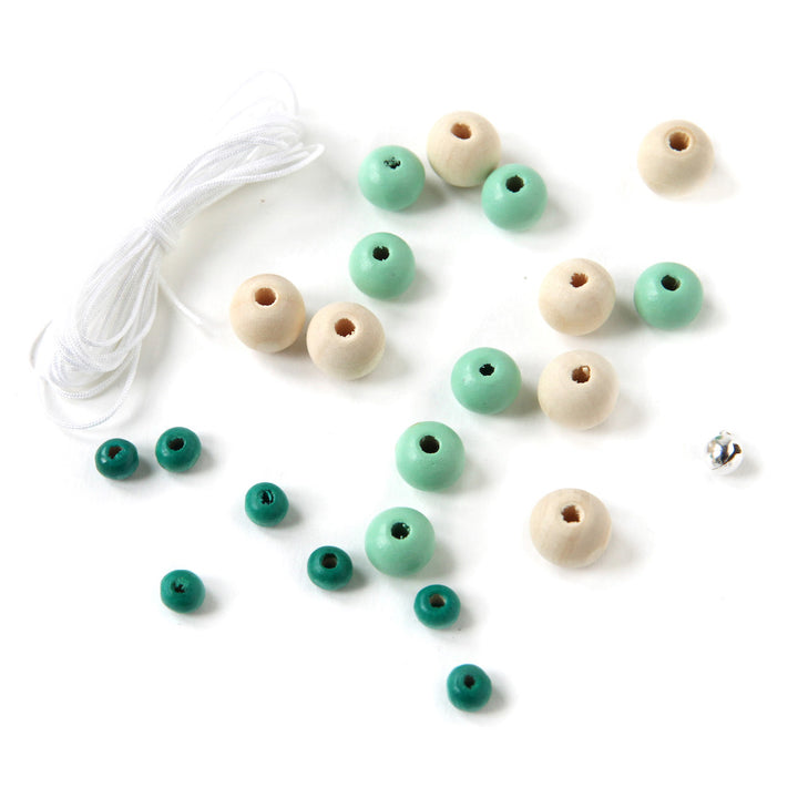 Lot de Fil & Perles - Fil 3m, Blanc - 21 Perles, Naturel, Vert d'Eau et Bleu Canard - P