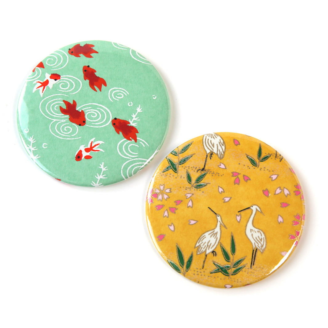 Japanese Paper Pocket Mirror - Fish - Water Green - M008