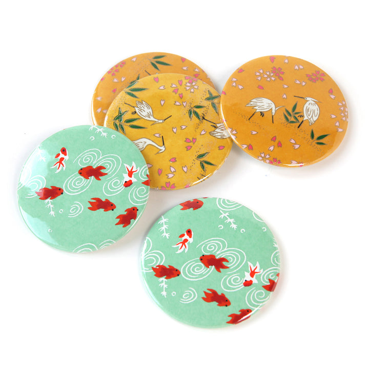 Japanese Paper Pocket Mirror - Fish - Water Green - M008