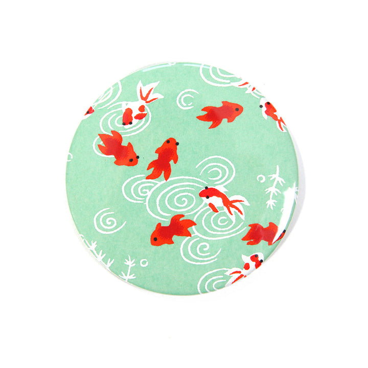 Japanese Paper Pocket Mirror - Fish - Water Green - M008